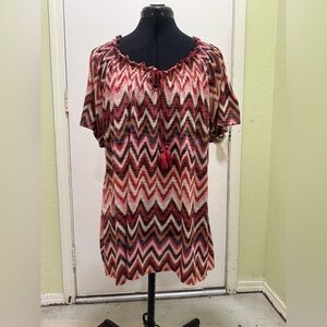 Faded Glory Chevron Blouse - Red and Pink